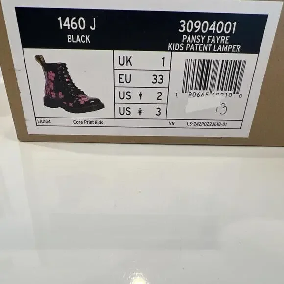 Girl's Boots Dr. Martens Pansey Fayre Boot Patent Lamper Size US 3 Black/Pink - Picture 5 of 8